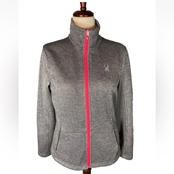 Spyder Core Sweater Women's Grey Full Zip Embroidered Jacket Size Large - Picture 1 of 8